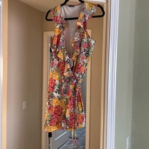 Floral, wraparound romper